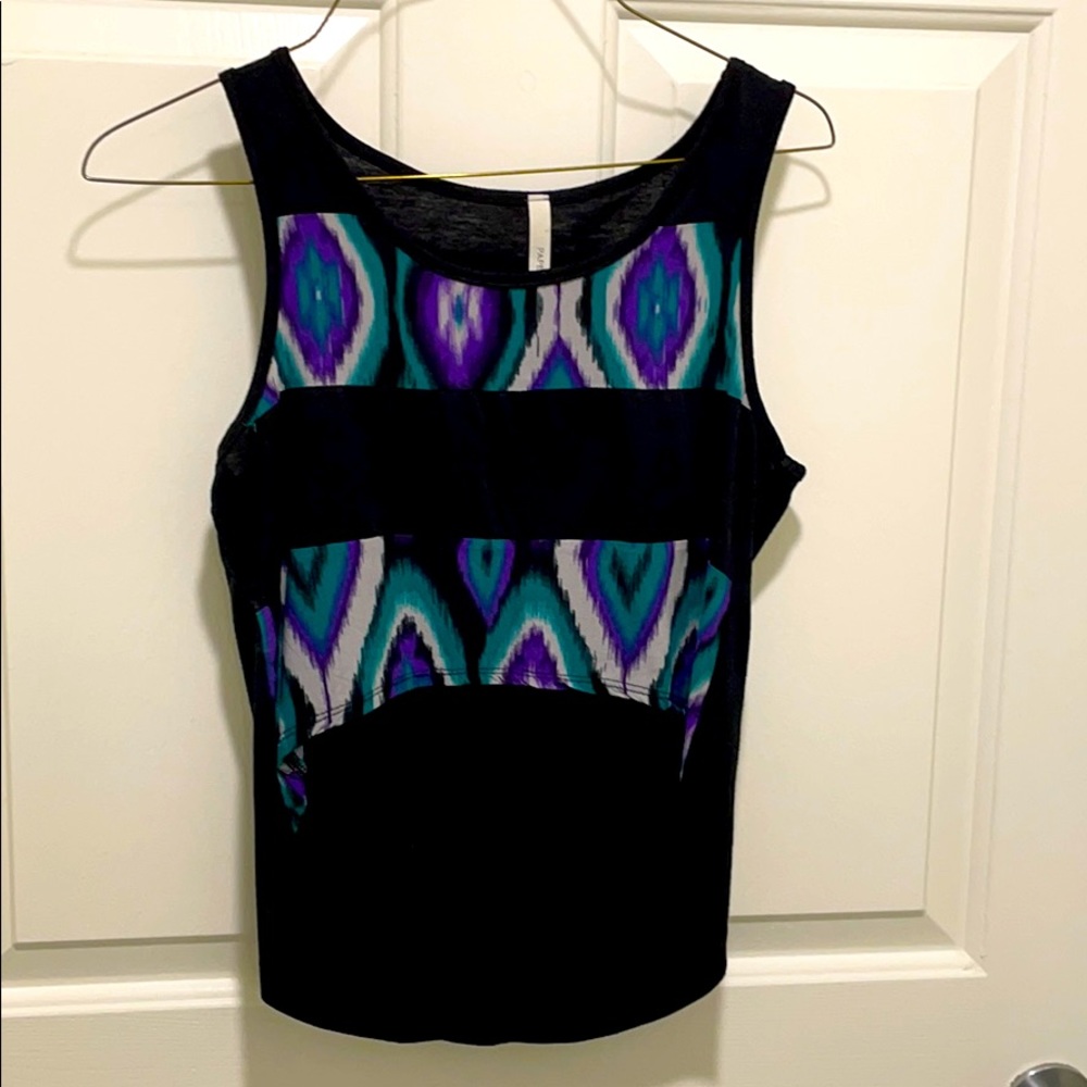 Crop front, low back tank